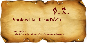 Vaskovits Kleofás névjegykártya